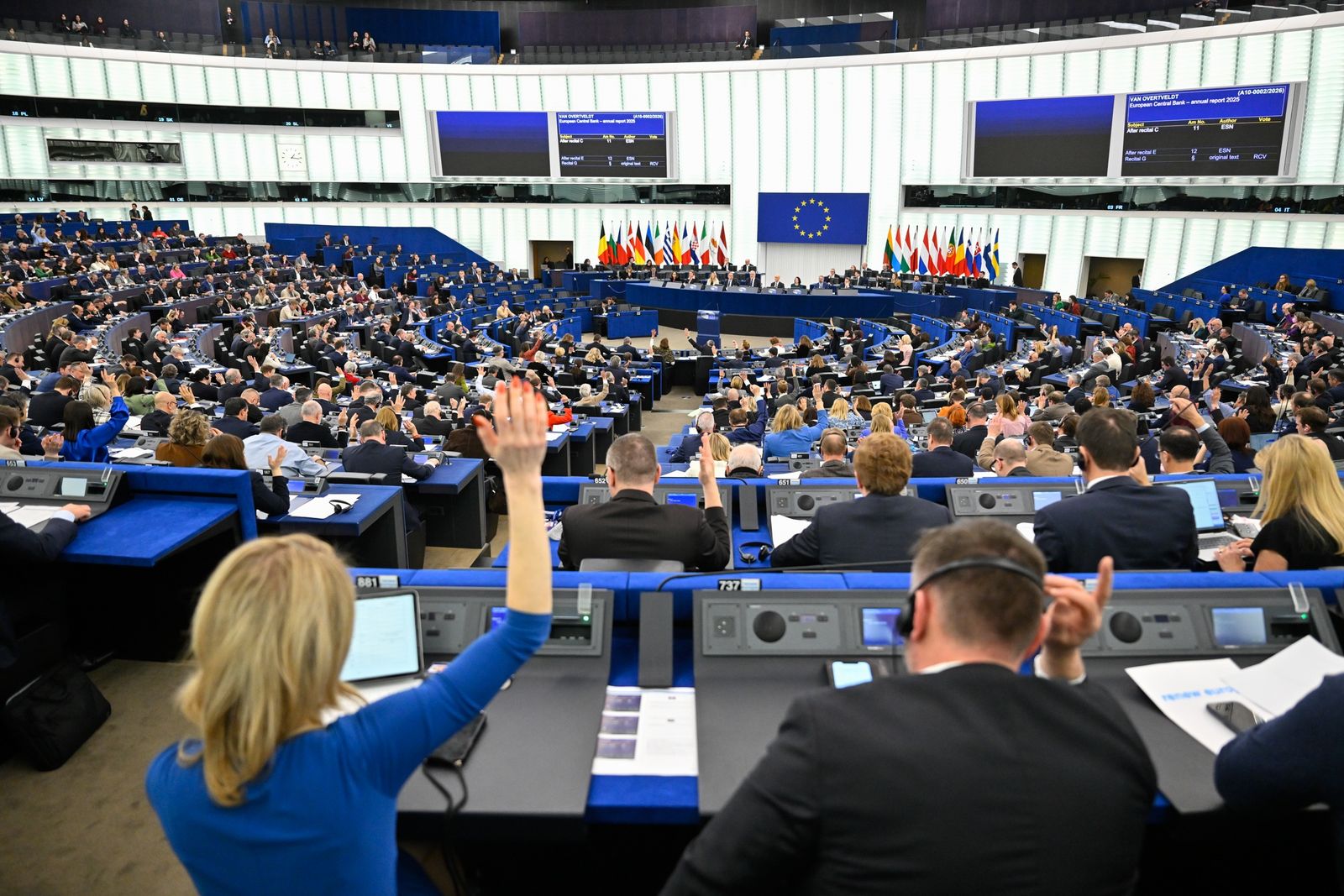 Archivo - Vista general del hemiciclo del Parlamento Europeo en su sede de Estrasburgo (Francia) .